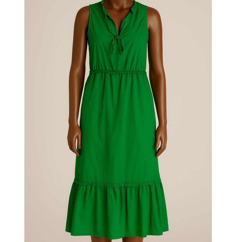 J. Crew Tie-front Midi Dress Green Cotton size 2